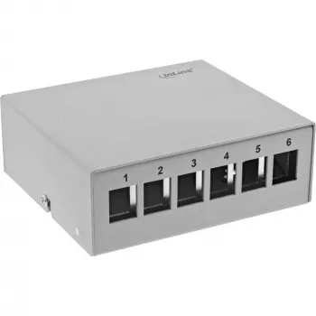 InLine Desktop konsolidačný bod box 6x Keystone RJ45, kov, RAL7035