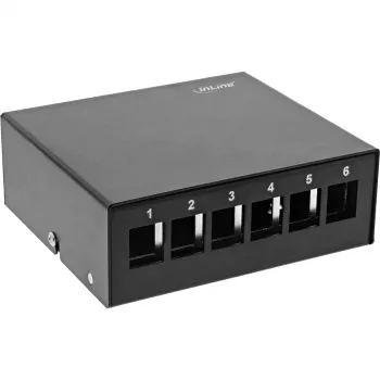 InLine Desktop konsolidačný bod box 6x Keystone RJ45, kov, čierny RAL9005