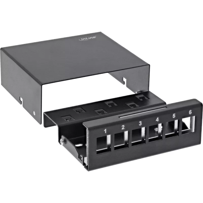 InLine Desktop konsolidačný bod box 6x Keystone RJ45, kov, čierny RAL9005