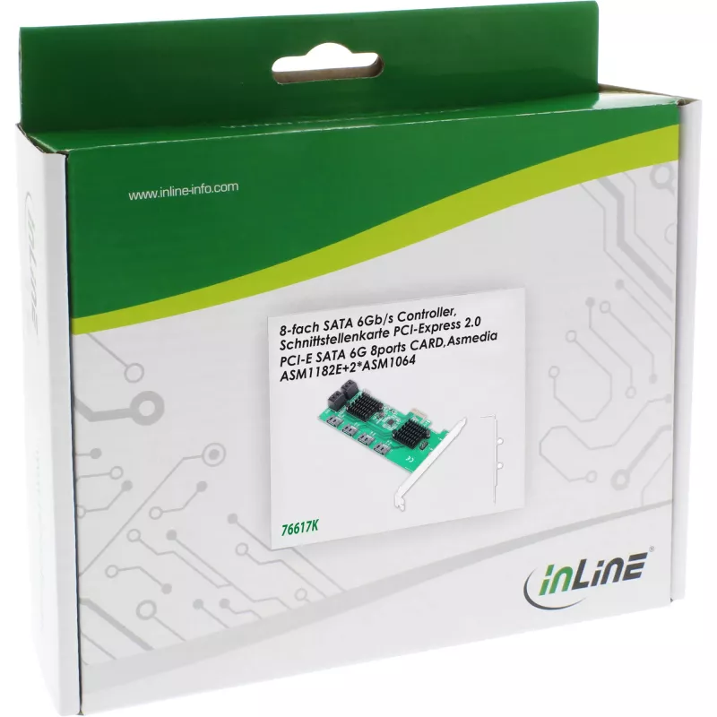 InLine rozhranie karta, 8x SATA 6Gb/s radič, PCIe 2.0 (PCI Express)