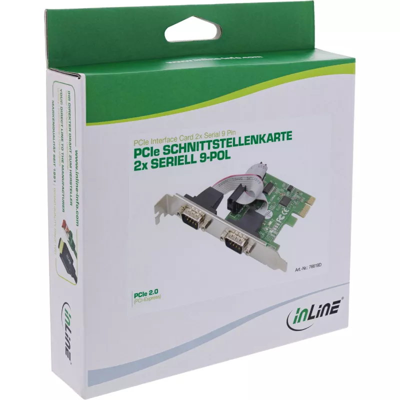 InLine rozhranie karta 2x sériový 9 pin PCIe PCI-Express konektor samec