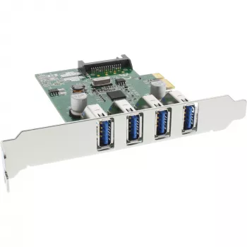 InLine USB 3.0 4 port host radič PCIe vrátane LP krytu a 4 pin Aux. napájanie