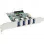 InLine USB 3.0 4 port host radič PCIe vrátane LP krytu a 4 pin Aux. napájanie