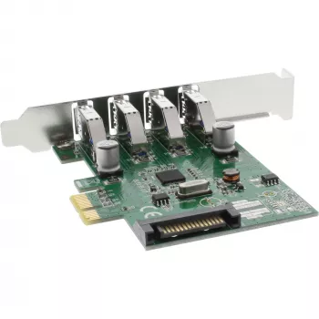 InLine USB 3.0 4 port host radič PCIe vrátane LP krytu a 4 pin Aux. napájanie