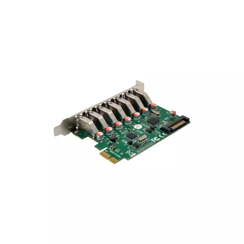 InLine USB-A 3.2 Gen.1 7 port host radič PCIe, SATA napájanie