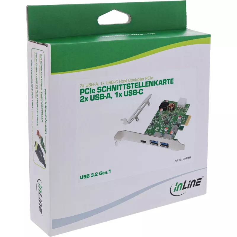 InLine 76661M rozhranie karta/adaptér Interný USB 3.2 Gen 1 (3.1 Gen 1), USB Type-C