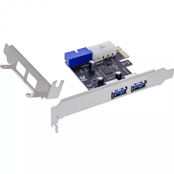 InLine 2+2 porty USB 3.2 Gen.1 host kontrolér, PCIe, so SATA napájaním + LP kryt