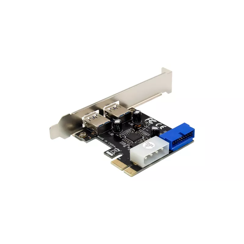 InLine 2+2 porty USB 3.2 Gen.1 host kontrolér, PCIe, so SATA napájaním + LP kryt