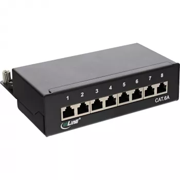InLine patch panel Cat.6A na stôl/stenu 8 portov čierny RAL9005