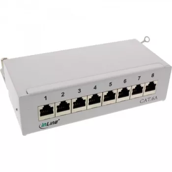 InLine patch panel Cat.6A na stôl/stenu 8 portov svetlosivý RAL7035