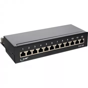 InLine patch panel Cat.6A na stôl/stenu 12 portov čierny