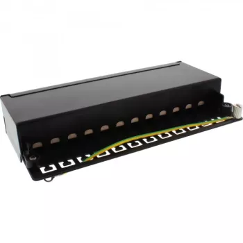 InLine patch panel Cat.6A na stôl/stenu 12 portov čierny RAL9005