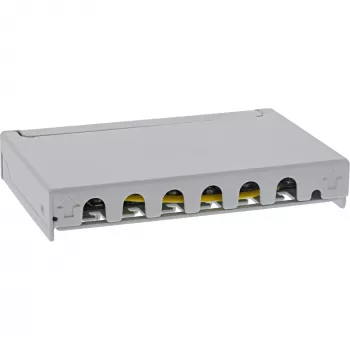 InLine Patchpanel Kat.6A 0,5HE 6-port, stolový/na stenu/na lištu, sivá s ochranou proti prachu