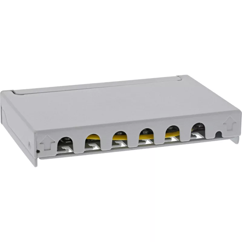 InLine Patchpanel Kat.6A 0,5HE 6-port, stolový/na stenu/na lištu, sivá s ochranou proti prachu