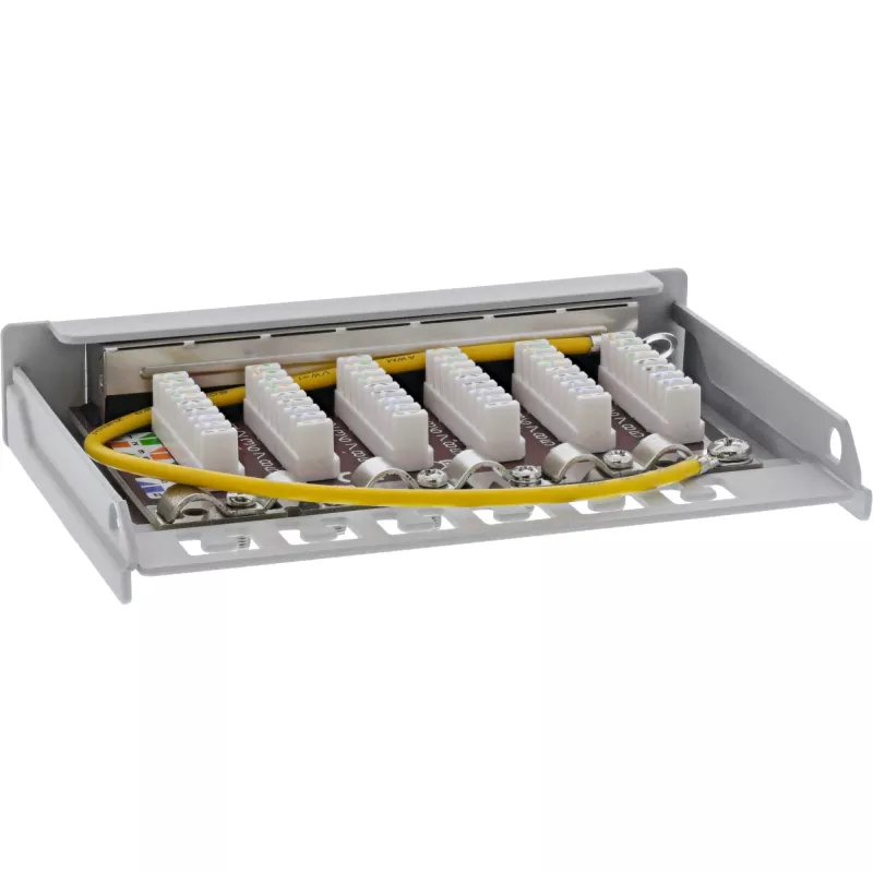 InLine Patchpanel Kat.6A 0,5HE 6-port, stolový/na stenu/na lištu, sivá s ochranou proti prachu