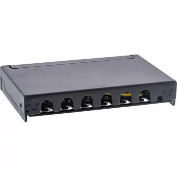 InLine patch panel Cat.6A 0,5U 6-portový, na stôl/stenu/lištu, čierny s ochranou proti prachu