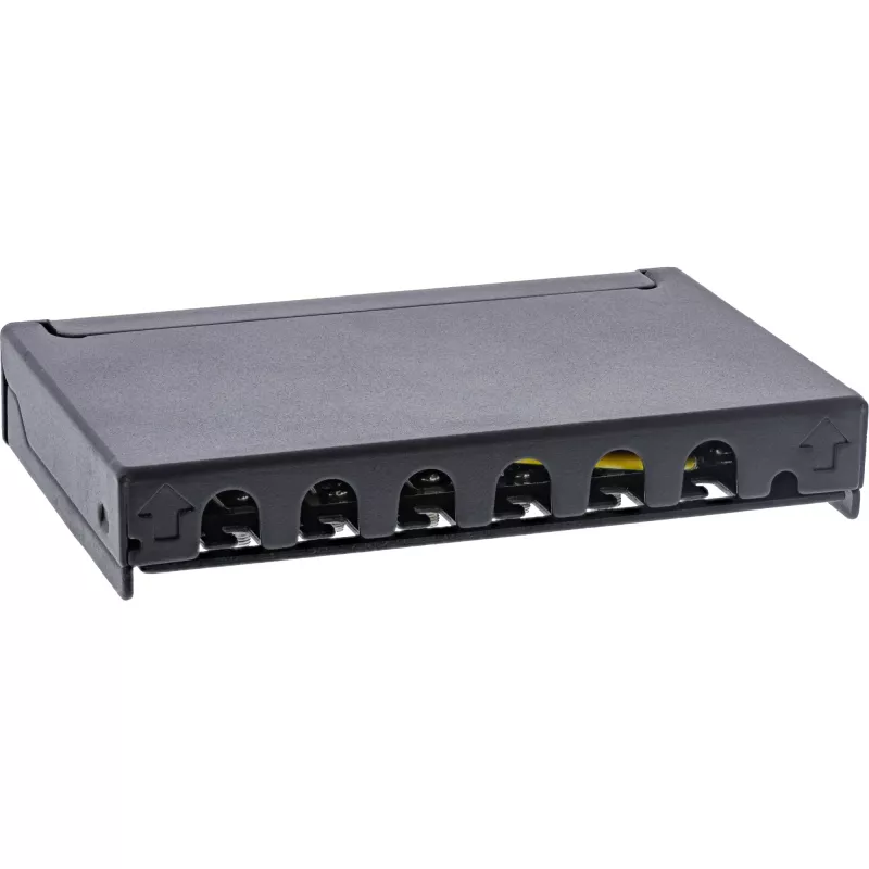 InLine patch panel Cat.6A 0,5U 6-portový, na stôl/stenu/lištu, čierny s ochranou proti prachu