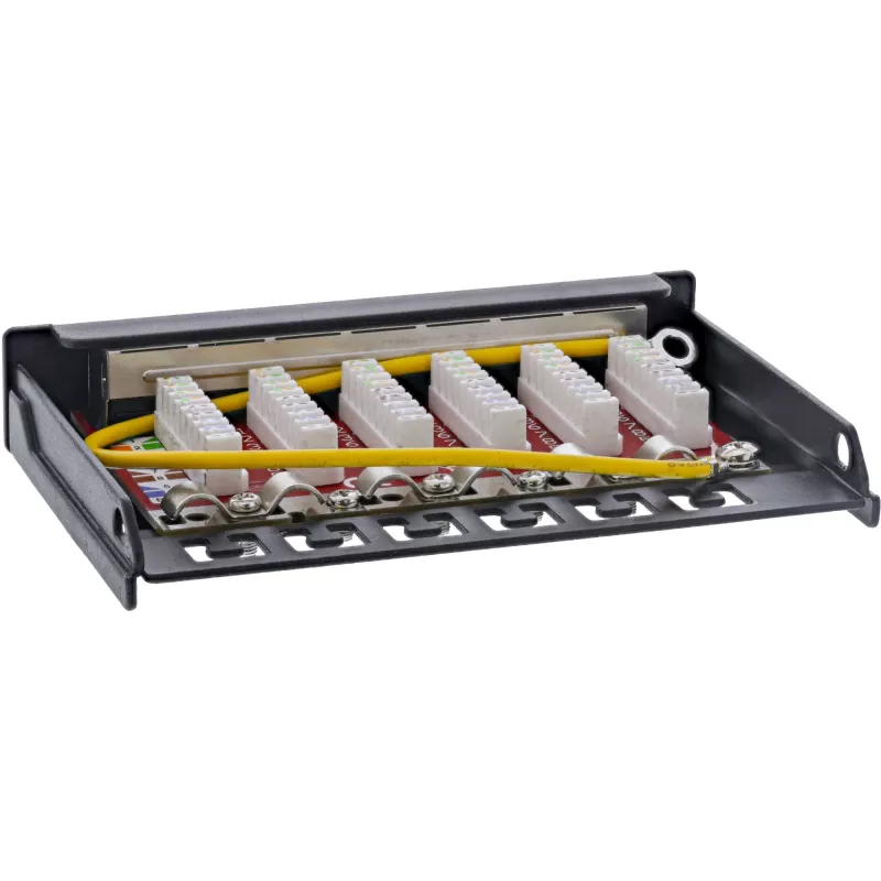 InLine patch panel Cat.6A 0,5U 6-portový, na stôl/stenu/lištu, čierny s ochranou proti prachu