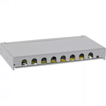 InLine Patchpanel Cat.6A 0,5HE 8-port, stolový/na stenu/na lištu, sivá, ochrana proti prachu