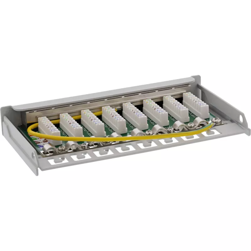 InLine Patchpanel Cat.6A 0,5HE 8-port, stolová/na stenu montáž svetlosivá RAL7035