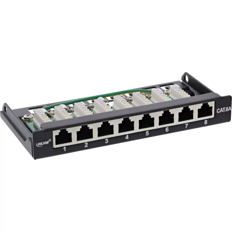 InLine Patchpanel Kat.6A 0,5HE 8-port, stolová/na stenu montáž čierna RAL9005