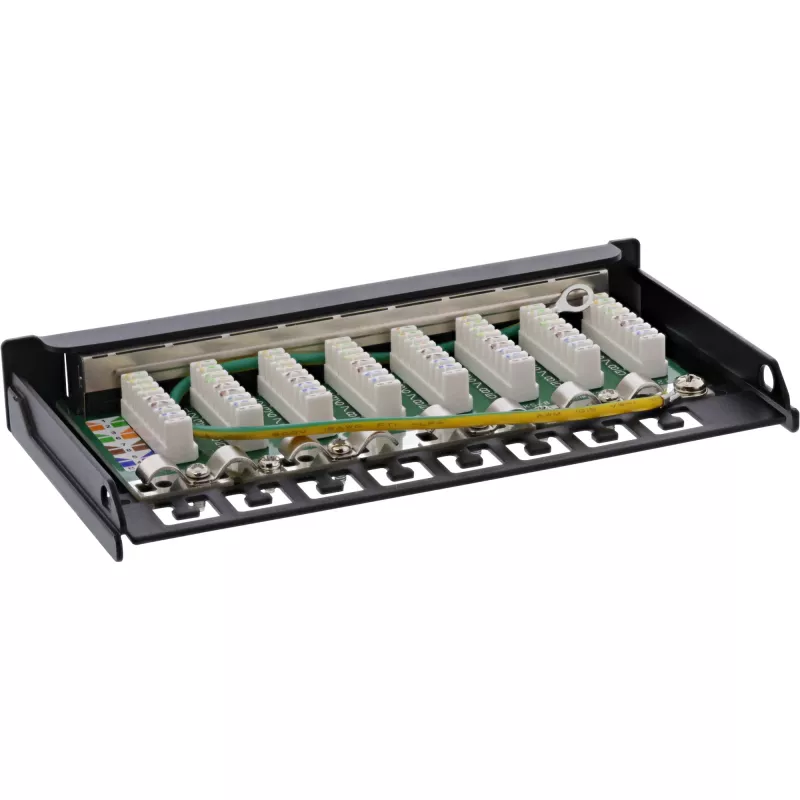 InLine Patchpanel Kat.6A 0,5HE 8-port, stolová/na stenu montáž čierna RAL9005
