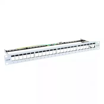 Prázdny patch panel InLine 76824A 19 palcový Cat.6A 24 portov 1U svetlosivý