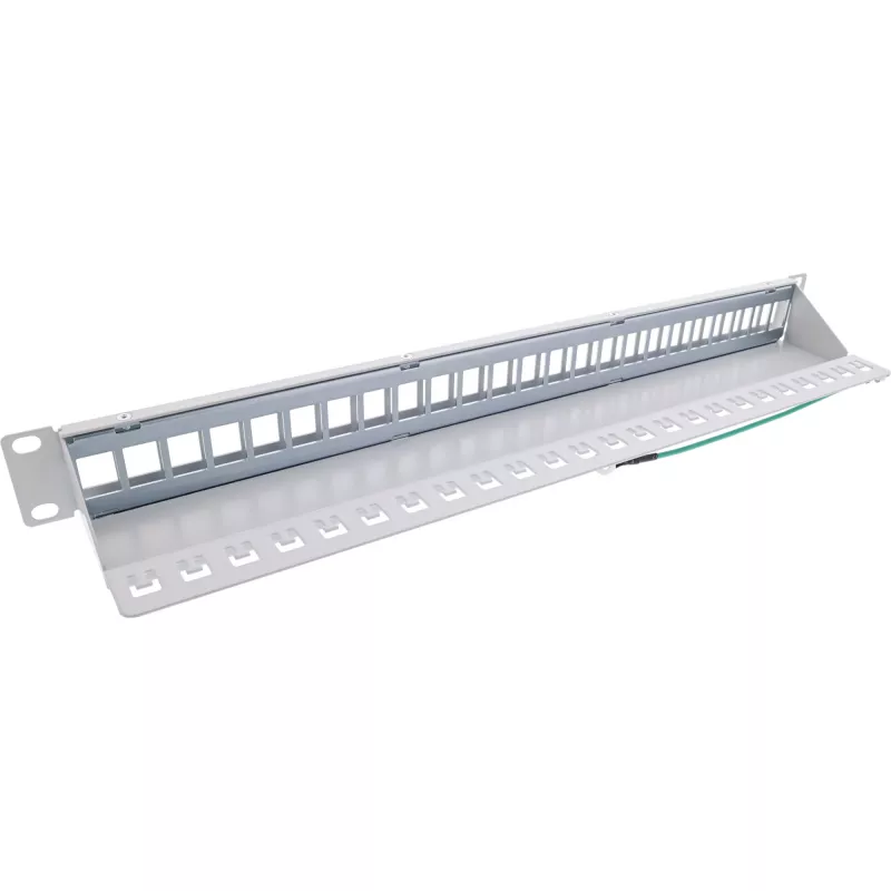 InLine prázdny patch panel 19 palcový 24 portov 1U svetlosivý montáž do racku