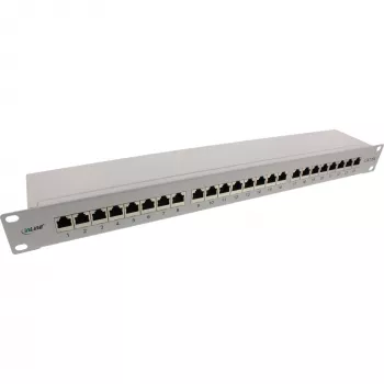 InLine patch panel 19 palcový Cat.6A 24 portov 1U svetlosivý RAL7035