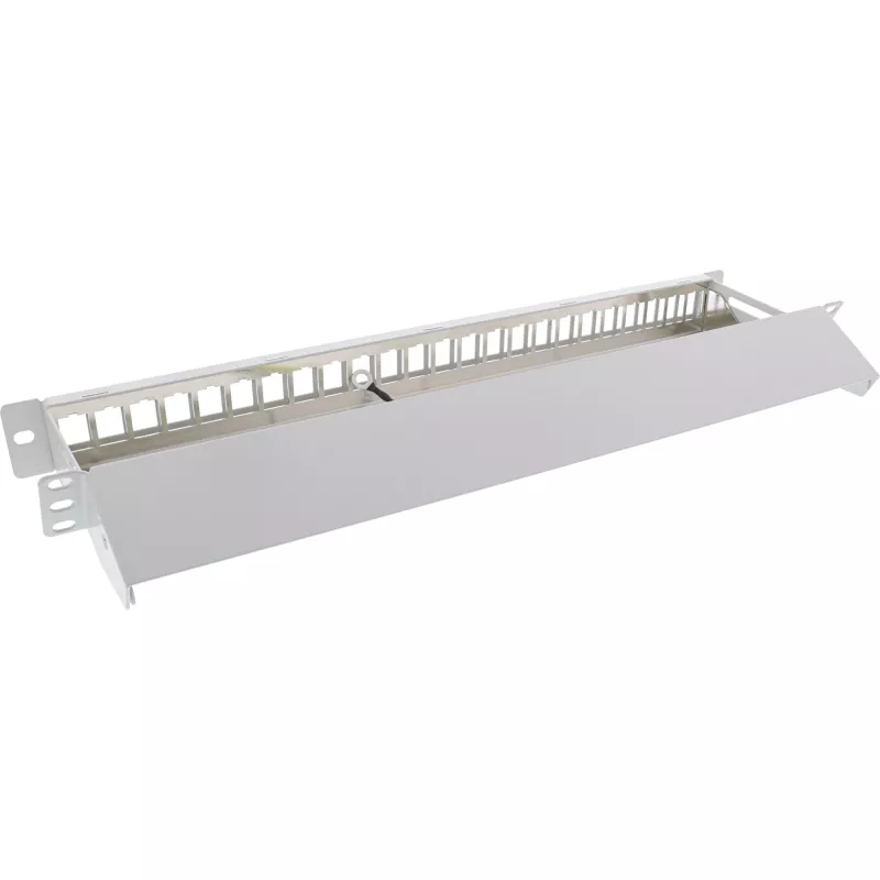 InLine prázdny patch panel s výsuvom 19 palcový 24 portov 1U svetlosivý