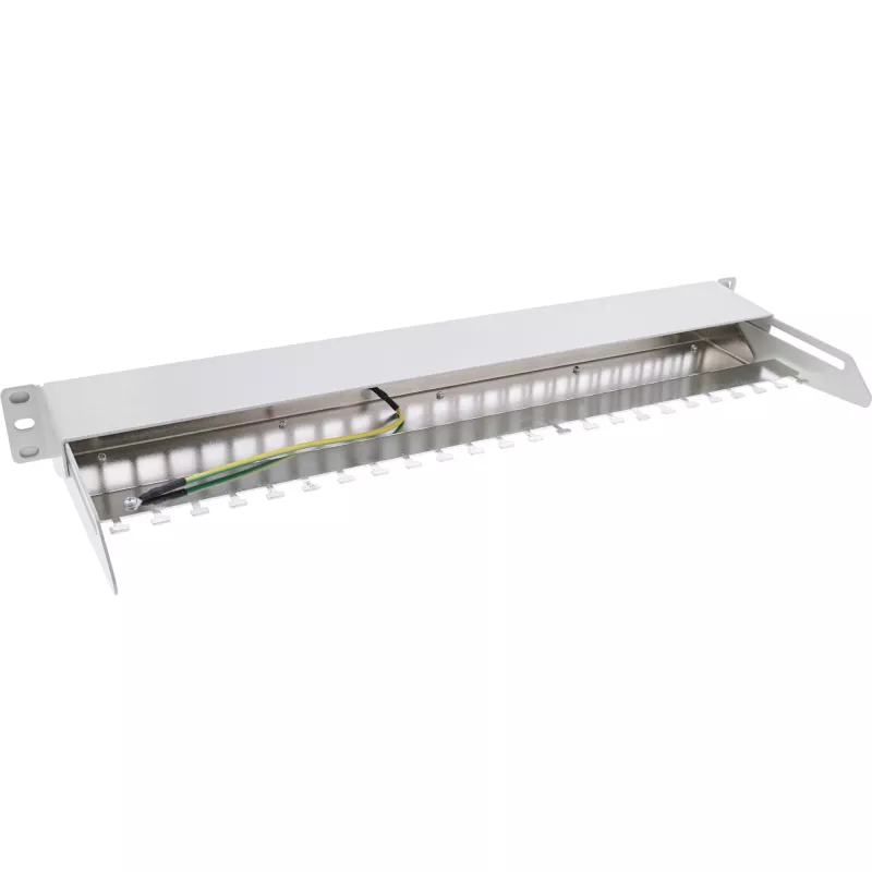 InLine prázdny patch panel s výsuvom 19 palcový 24 portov 1U svetlosivý
