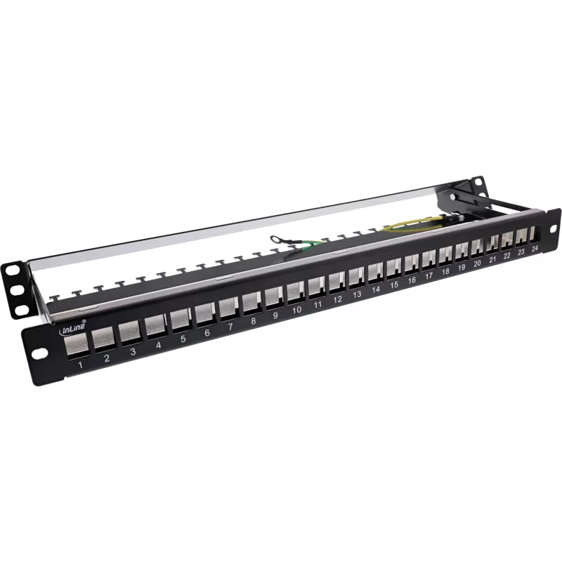InLine prázdny patch panel výsuvný 19 palcový 24 portov 1U čierny