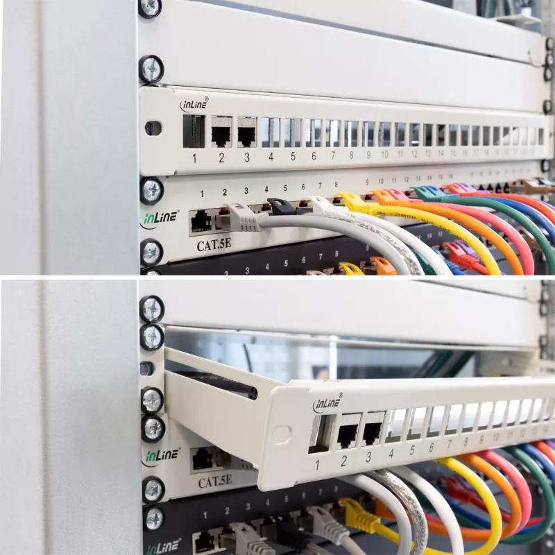 InLine prázdny patch panel výsuvný 19 palcový 24 portov 1U čierny