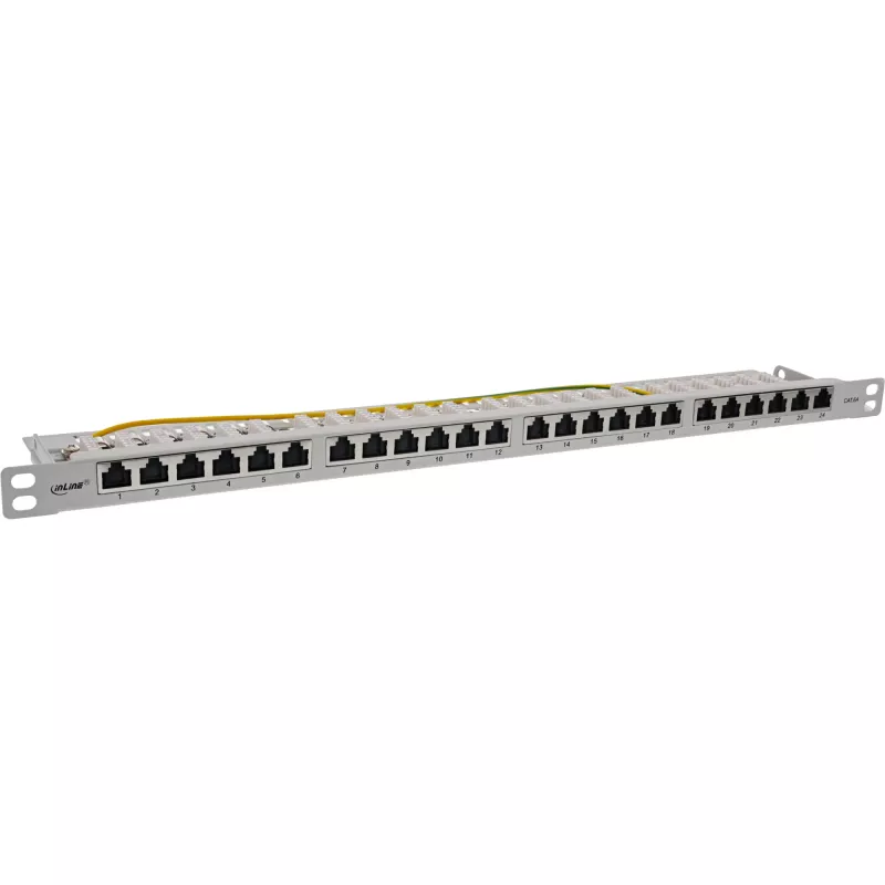 InLine 19 palcový patch panel Cat.6A 0,5U 24-portový, s ochranou proti prachu, sivý