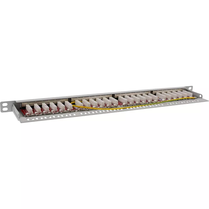 InLine 19 palcový patch panel Cat.6A 0,5U 24-portový, s ochranou proti prachu, sivý