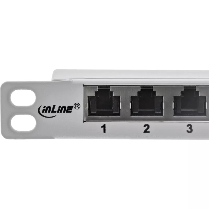 InLine 19 palcový patch panel Cat.6A 0,5U 24-portový, s ochranou proti prachu, sivý