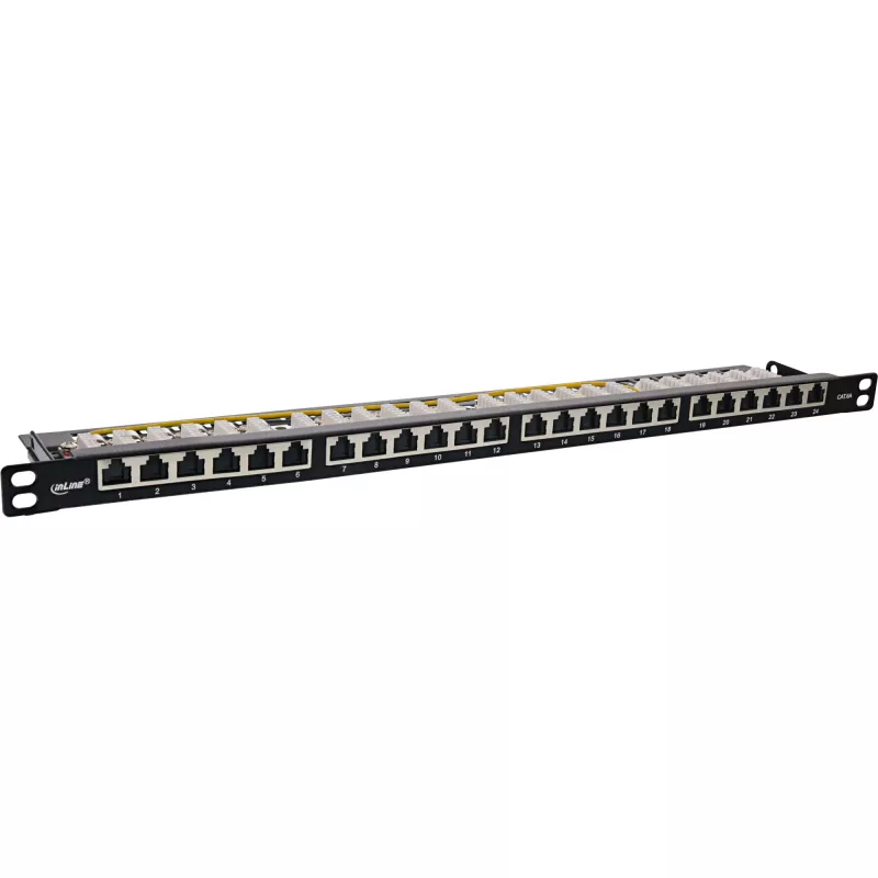 InLine 19 palcový patch panel Cat.6A 0,5U 24-portový, s ochranou proti prachu, čierny