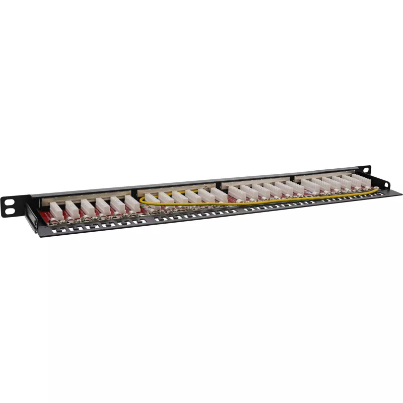 InLine 19 palcový patch panel Cat.6A 0,5U 24-portový, s ochranou proti prachu, čierny