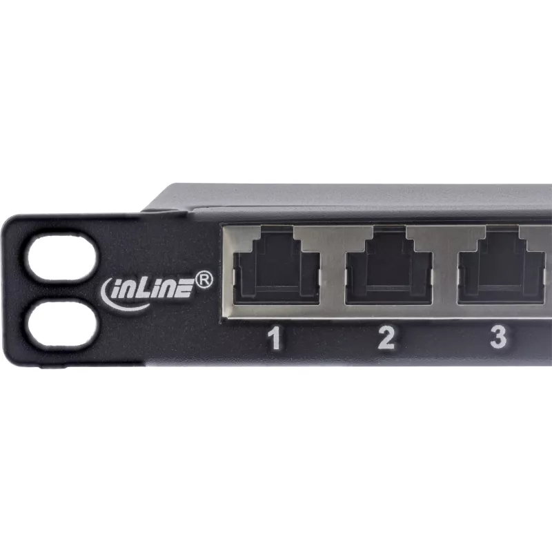 InLine 19 palcový patch panel Cat.6A 0,5U 24-portový, s ochranou proti prachu, čierny