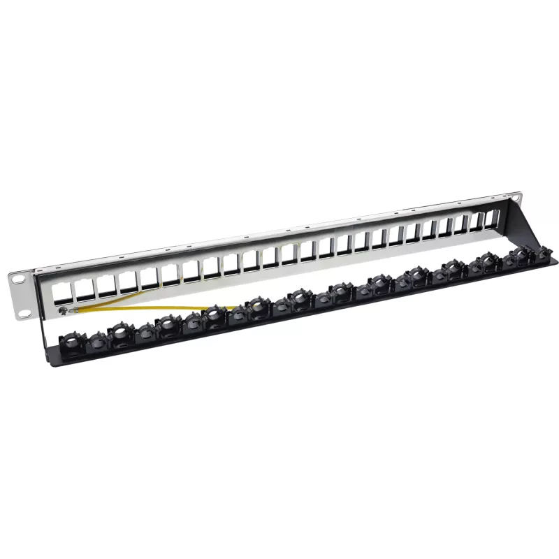 InLine patch panel 24-násobný, prázdny Keystone patch panel, 19 palcový, 1U, čierny