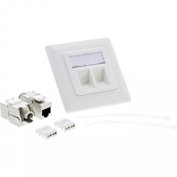 InLine Cat.6A zásuvka do steny 2x RJ45 biela RAL9010