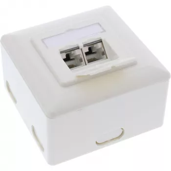 InLine Cat.6A nástenná zásuvka na povrch alebo do steny 2x RJ45 konektor samica 76842S