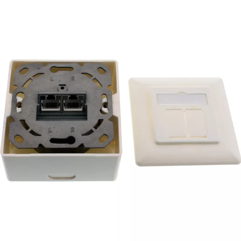 InLine Cat.6A nástenná zásuvka na povrch alebo do steny 2x RJ45 konektor samica 76842S