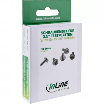 InLine sada skrutiek pre 3,5-palcové pevné disky, dlhé prevedenie 8 mm, 50 ks, InLine 77783L