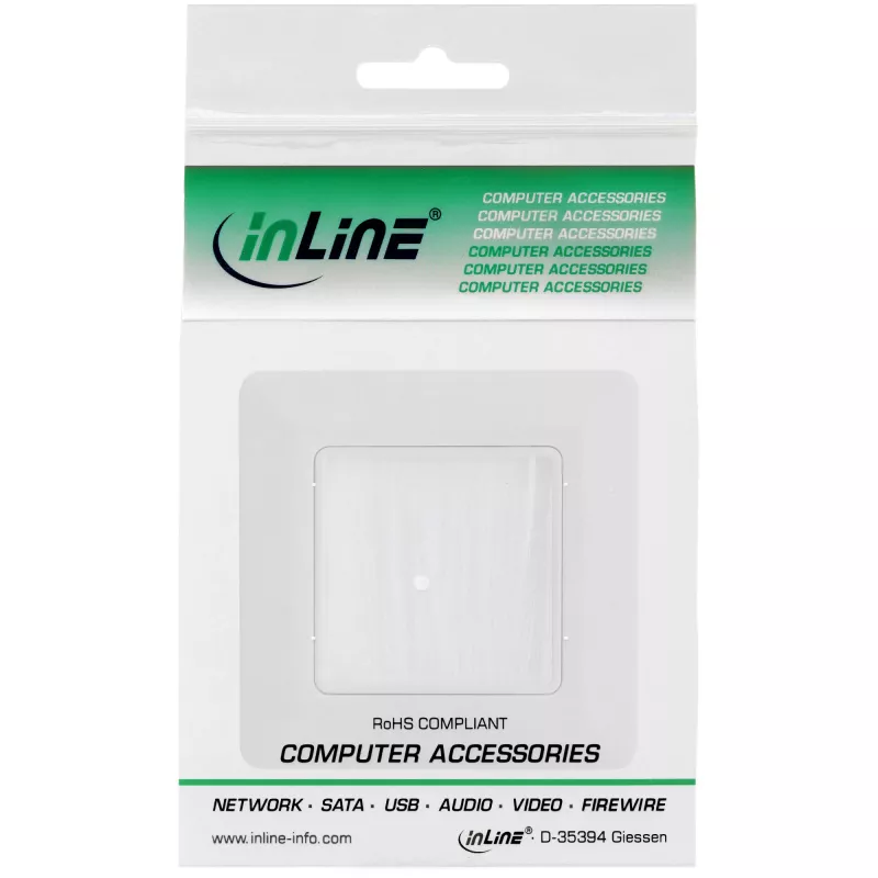 Nástenný rám s priechodkou s kefou InLine 78501 pre TV, plast, biely RAL9010, 80×80 mm