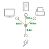 InLine B-16657G Y napájací kábel, 1x zástrčka na 3x IEC C13, 1 m, hromadné balenie 20 kusov