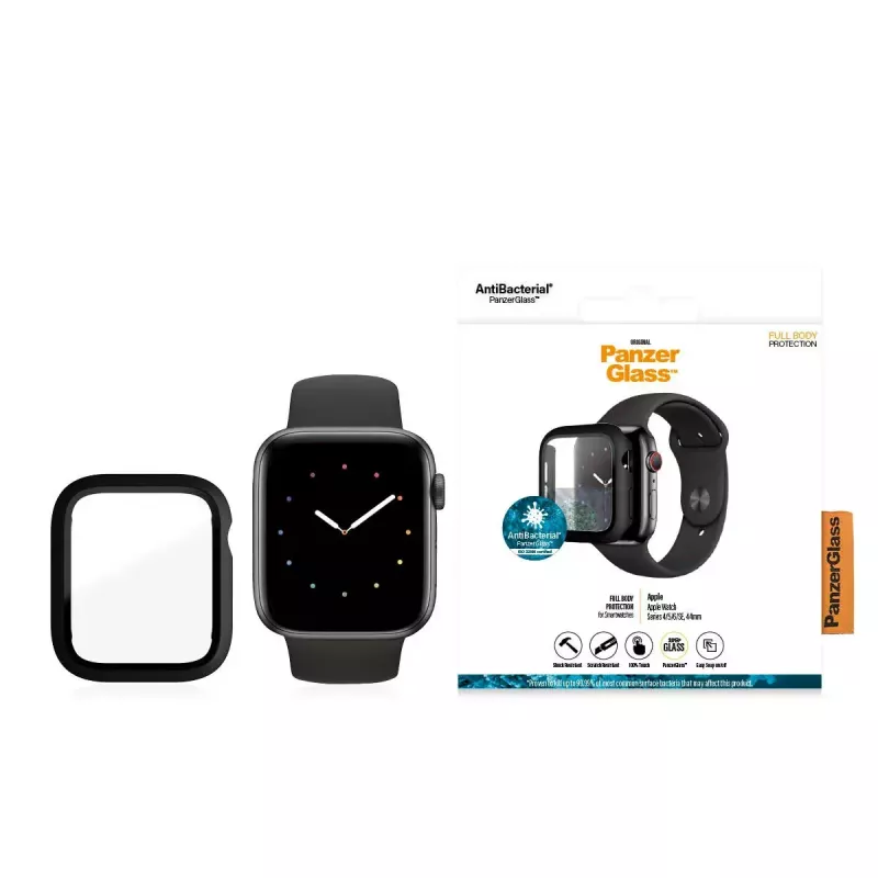 PanzerGlass® plné puzdro čierne Apple Watch SE 3 | SE | 6 | 5 | 4 | 44 mm