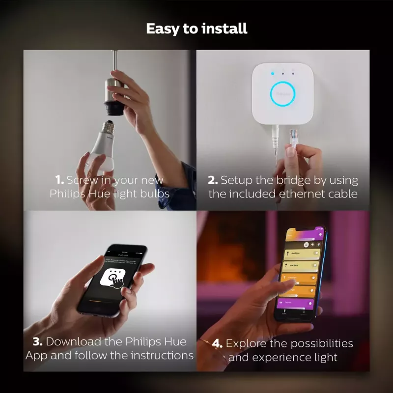 Smart LED štartovacia sada Philips Hue White and Colour Ambience — 2× E27 11W žiarovky, Bluetooth/Zigbee