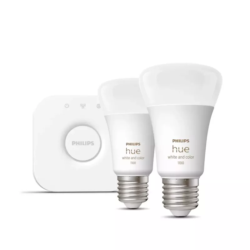 Smart LED štartovacia sada Philips Hue White and Colour Ambience — 2× E27 11W žiarovky, Bluetooth/Zigbee