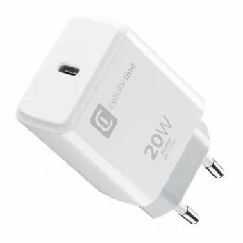 Cellularline USB-C nabíjačka 20 W – iPhone 8 alebo novší 20-W-USB-C napájací zdroj na nabíjanie iPhonu 8 a novších modelov maximálnou rýchlosťou